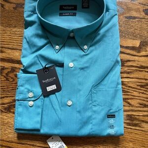 Van Heusen Men's Aqua Button Down Shirt